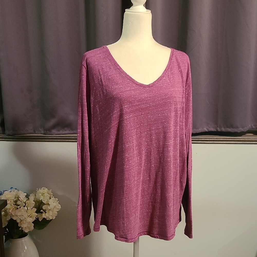 EVRI Women's Plum Long Sleeve Tee - 1X